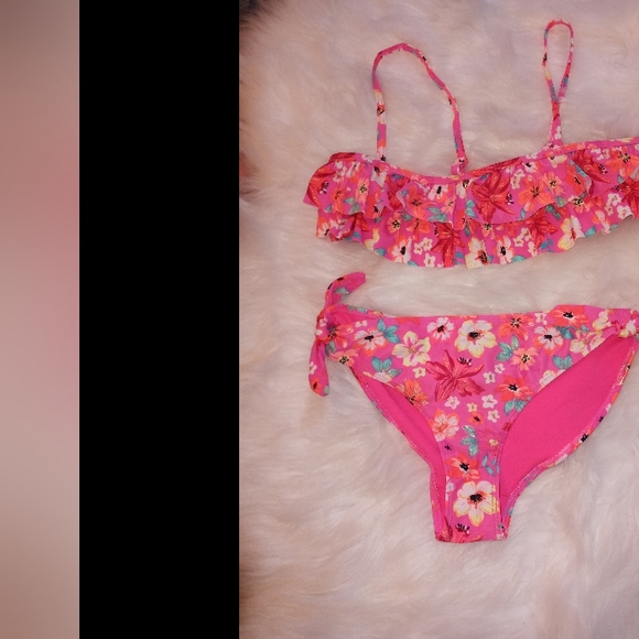 H&M Floral Ruffle Top Frilled Bikini - Size: 8/10 - Picture 7 of 9